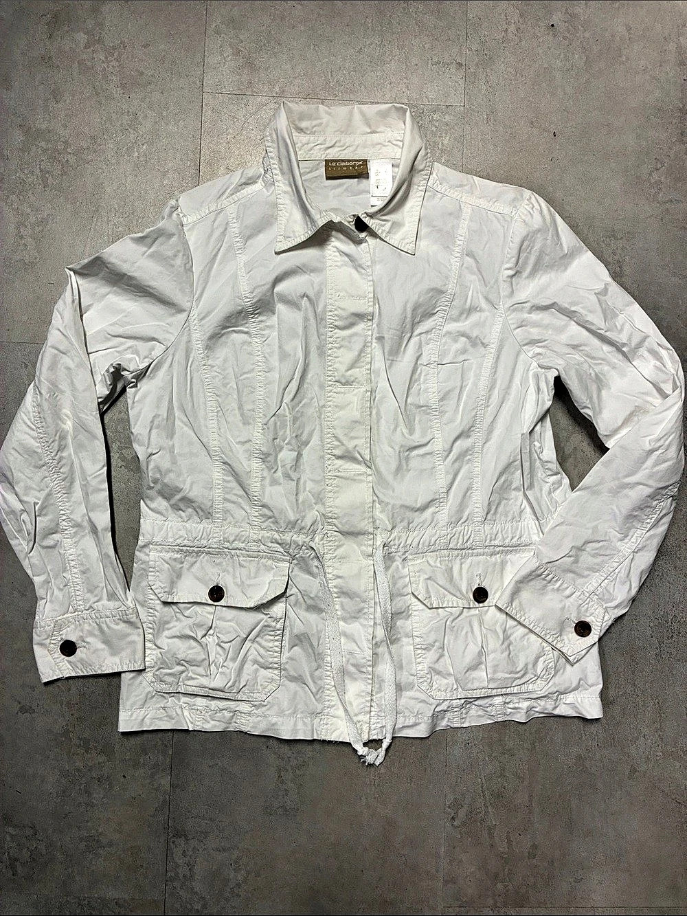 Liz Claiborne Utility Jacket White Size Large
